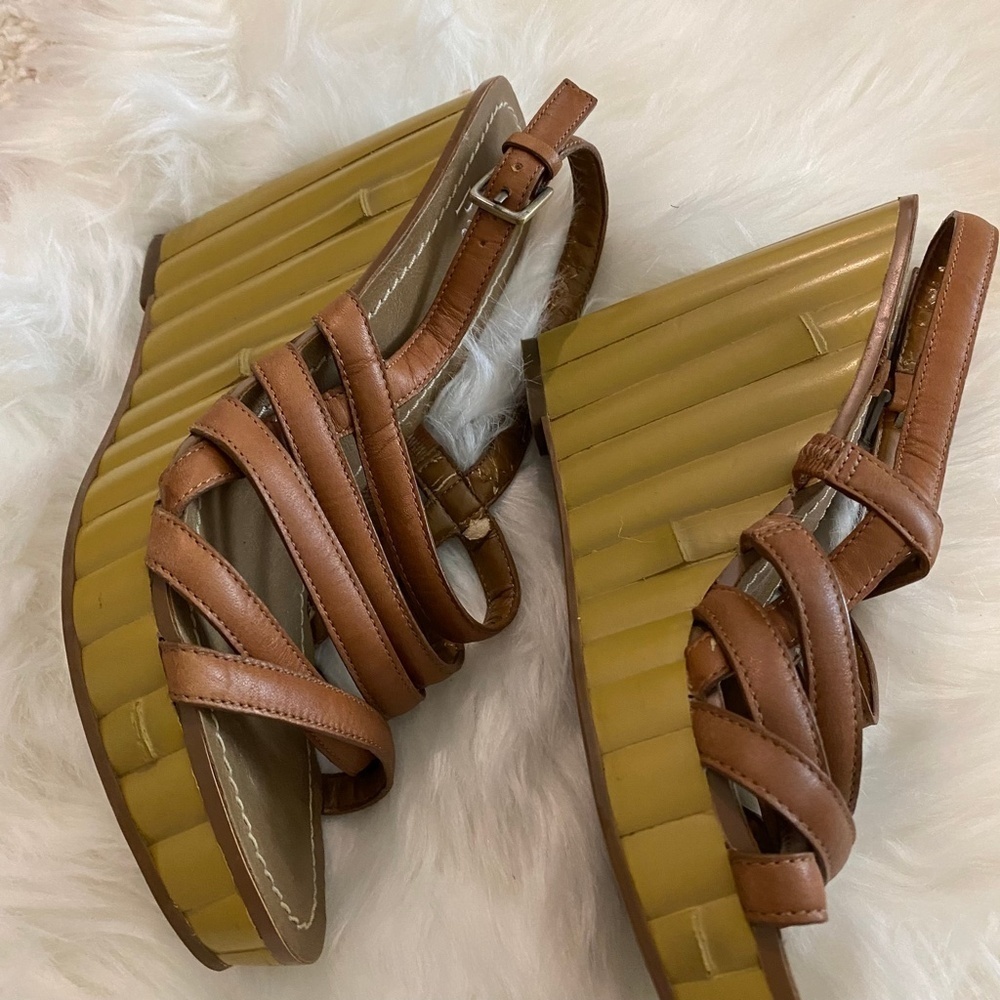 Linea Paolo Bamboo Wedges. Brown. Sz 8 - Picture 5 of 9